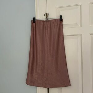 Pink, mauve midi satin skirt